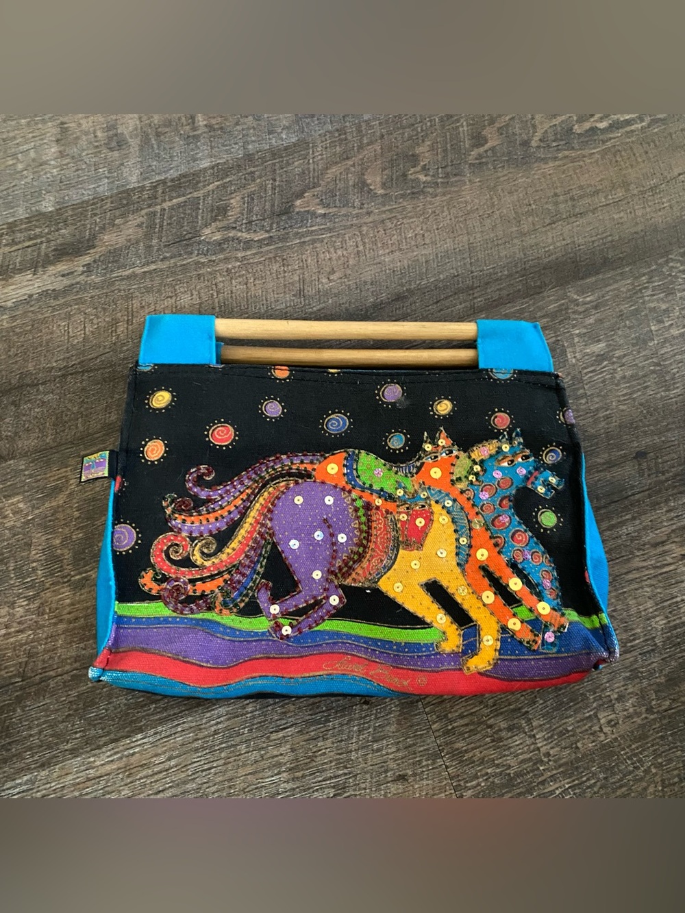 Laurel Burch Canvas Mini Tote Rainbow Horses